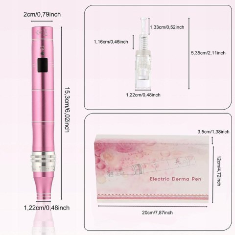 DERMA PRO Bezprzewodowy Derma Pen urządzenie do Mezoterapii + 12 Kartridży