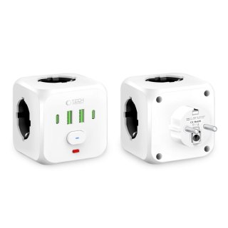 TECH-PROTECT PCL3X4 POWER SOCKET 2 USB & 2 TYPE-C & 3 SOCKET WHITE