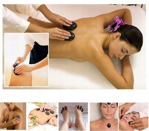 Zestaw do masażu gorącymi kamieniami bazalt - 20 sztuk idealnych na prezent kamienie