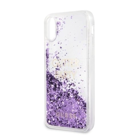 Oryginalne Etui Guess do iPhone X / Xs fioletowy/purple hard case Liquid Glitter Party