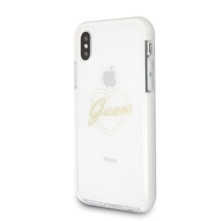 Oryginalne Etui Guess od iPhone X / Xs hardcase gold Heart ShockProof