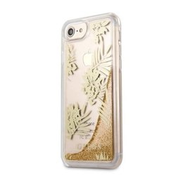 Oryginalne Etui Guess do iPhone 6 / 7 / 8 różowo-złoty hard case Palm Springs Glitter Liquid