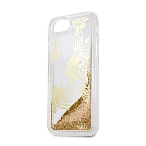 Oryginalne Etui Guess do iPhone 6 / 7 / 8 różowo-złoty hard case Palm Springs Glitter Liquid