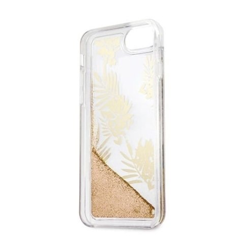 Oryginalne Etui Guess do iPhone 6 / 7 / 8 różowo-złoty hard case Palm Springs Glitter Liquid