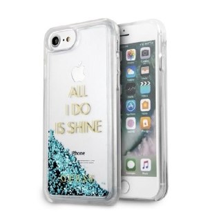 Oryginalne etui Guess do iPhone 6/7/8 niebieski Liquid Glitter Party