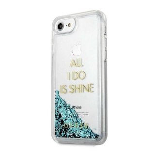 Oryginalne etui Guess do iPhone 6/7/8 niebieski Liquid Glitter Party