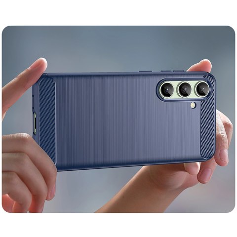 Etui silikonowe Carbon Case do Samsung Galaxy S24 FE - niebieskie