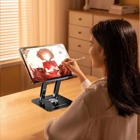 Podstawka pod laptopa Wozinsky WRS-CPY84SB 360 aluminiowa + Gratis! podstawka do smartfona - czarna