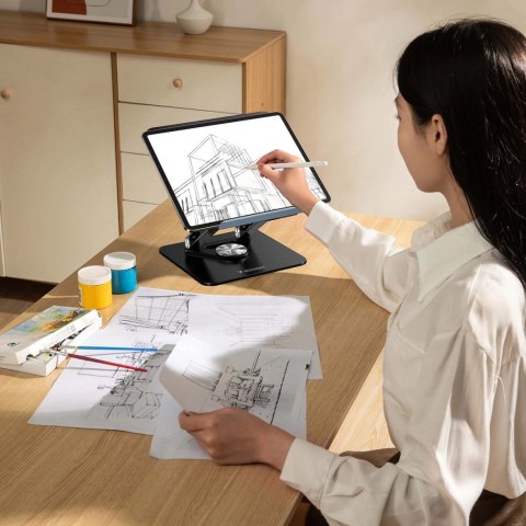 Podstawka pod laptopa Wozinsky WRS-CPY84SB 360 aluminiowa + Gratis! podstawka do smartfona - czarna