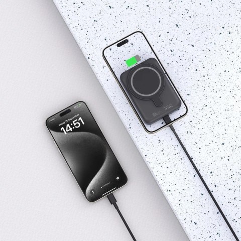 Powerbank Tech-Protect LifeMag PB11 z MagSafe 10000mAh 15W port USB-C - czarny + kabel USB-C