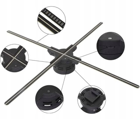 Projektor z Hologramem 3D 624 LED - Rozmiar 520x520 mm Braders