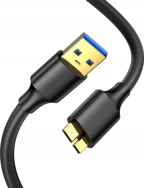 Kabel USB 3.0 - Micro USB-B, 1m, szybki przesył danych 5Gb/s, czarny