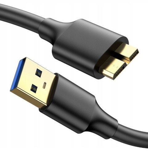 Kabel USB 3.0 - Micro USB-B, 1m, szybki przesył danych 5Gb/s, czarny