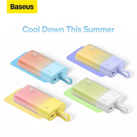 Powerbank Baseus Popsicle 5200mAh 20W z wbudowanym kablem Lightning (+ biały kabel Baseus Simple USB-C - USB-C 60W/20V/3A/30cm) 