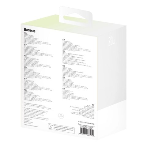 Powerbank Baseus Popsicle 5200mAh 20W z wbudowanym kablem Lightning (+ biały kabel Baseus Simple USB-C - USB-C 60W/20V/3A/30cm) 