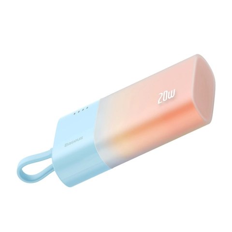 Powerbank Baseus Popsicle 5200mAh 20W z wbudowanym kablem Lightning (+ biały kabel Baseus Simple USB-C - USB-C 60W/20V/3A/30cm) 