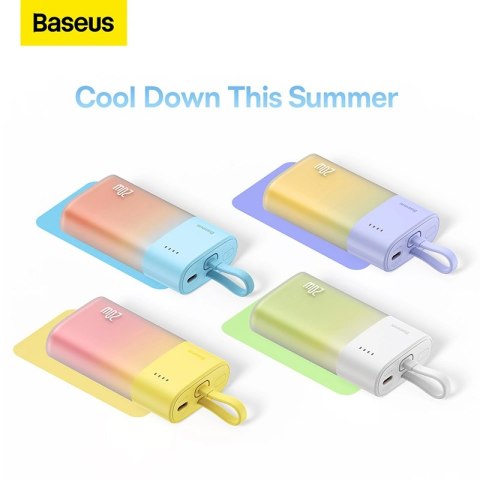 Powerbank Baseus Popsicle 5200mAh 20W z wbudowanym kablem Lightning (+ biały kabel Baseus Simple USB-C - USB-C 60W/20V/3A/30cm) 