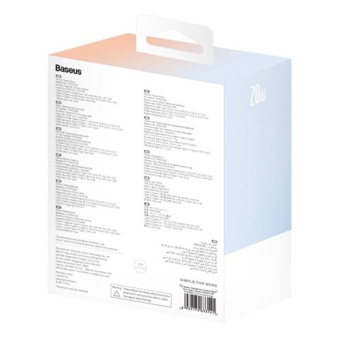 Powerbank Baseus Popsicle 5200mAh 20W z wbudowanym kablem Lightning (+ biały kabel Baseus Simple USB-C - USB-C 60W/20V/3A/30cm) 