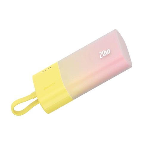 Powerbank Baseus Popsicle 5200mAh 20W z wbudowanym kablem Lightning (+ biały kabel Baseus Simple USB-C - USB-C 60W/20V/3A/30cm) 
