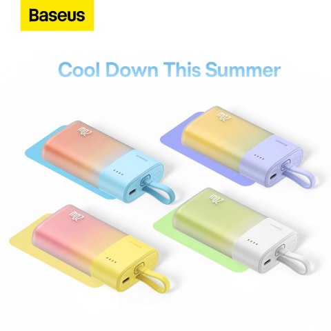 Powerbank Baseus Popsicle 5200mAh 20W z wbudowanym kablem Lightning (+ biały kabel Baseus Simple USB-C - USB-C 60W/20V/3A/30cm) 
