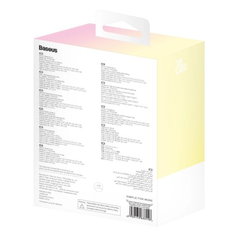 Powerbank Baseus Popsicle 5200mAh 20W z wbudowanym kablem Lightning (+ biały kabel Baseus Simple USB-C - USB-C 60W/20V/3A/30cm) 