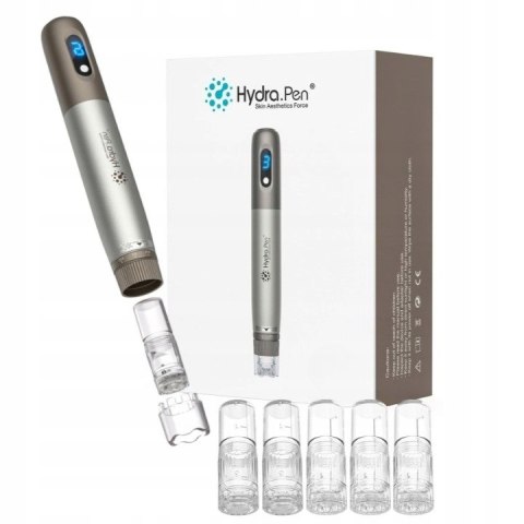 Dermapen Hydra Pen do mezoterapii - Zestaw z 2 wymiennymi kartridżami