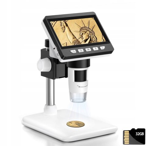 MIKROSKOP CYFROWY Z POWIĘKSZENIEM EKRAN HD 4,3" 1000x + karta pamięci 32GB