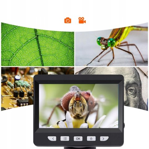 MIKROSKOP CYFROWY Z POWIĘKSZENIEM EKRAN HD 4,3" 1000x + karta pamięci 32GB