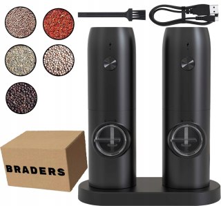 ZESTAW 2x MŁYNEK ELEKTRYCZNY GRAWITACYJNY DO PIEPRZU I SOLI BAZA ŁADUJĄCA