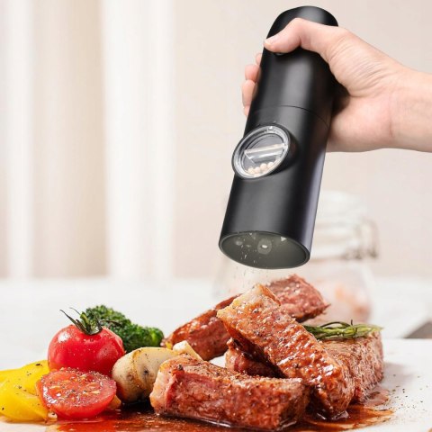 ZESTAW 2x MŁYNEK ELEKTRYCZNY GRAWITACYJNY DO PIEPRZU I SOLI BAZA ŁADUJĄCA