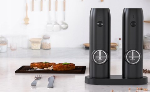 ZESTAW 2x MŁYNEK ELEKTRYCZNY GRAWITACYJNY DO PIEPRZU I SOLI BAZA ŁADUJĄCA