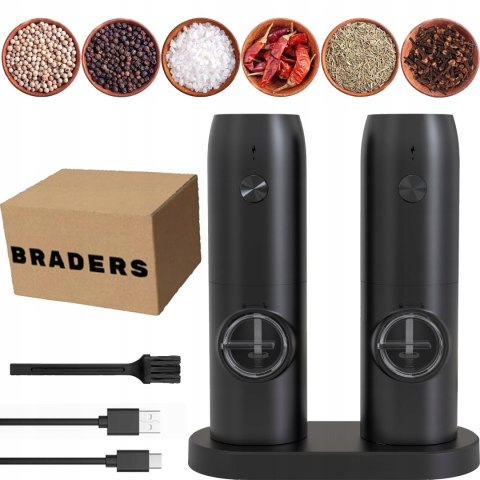 ZESTAW 2x MŁYNEK ELEKTRYCZNY GRAWITACYJNY DO PIEPRZU I SOLI BAZA ŁADUJĄCA