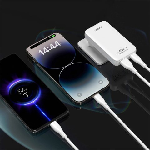 Ładowarka sieciowa GaN Dudao A65Q 65W USB-A / USB-C PD ultracienka - biała