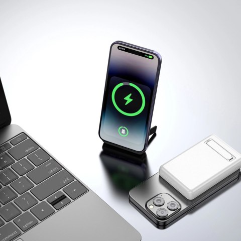 Powerbank Dudao K14S+ 10000mAh 20W USB-A / USB-C / MagSafe z podstawką - biały