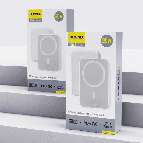 Powerbank Dudao K26S 5000mAh 20W USB-A / USB-C / MagSafe - biały
