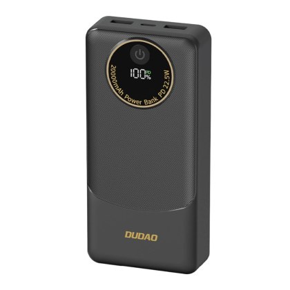Powerbank Dudao K12Pro 22,5W PD 20000mAh USB-A, USB-C - czarny