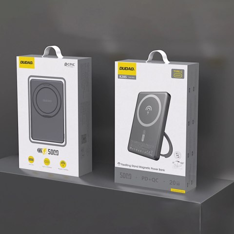 Powerbank Dudao K28S 20W PD 5000mAh z MagSafe i podstawką - szary
