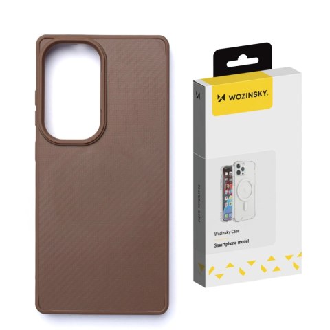 Etui Wozinsky Carbon Fibre Case z MagSafe na Samsung Galaxy S25 - brązowe