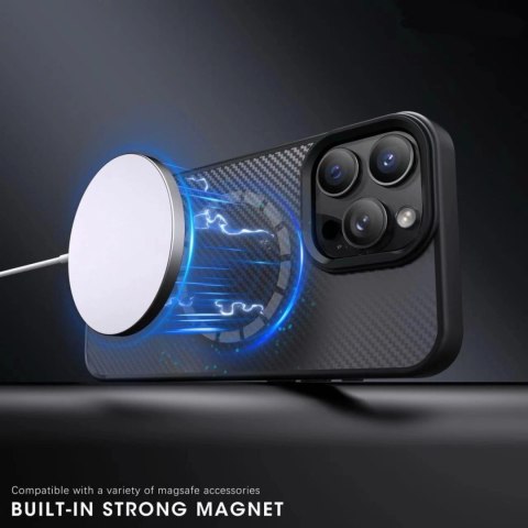 Etui Wozinsky Carbon Fibre Case z MagSafe na Samsung Galaxy S25 - brązowe