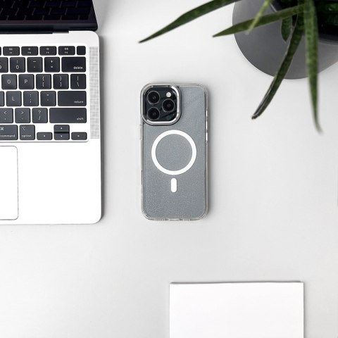 Etui Wozinsky Glitter Case z Mag Safe na Samsung Galaxy S24 FE - przezroczyste z brokatem