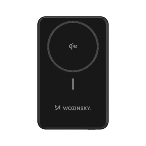 Powerbank Wozinsky WLWP-10KA0Y3S 22,5W PD Qi2 10000 mAh, z podstawką, 1x USB-A, 1x USB-C - czarny
