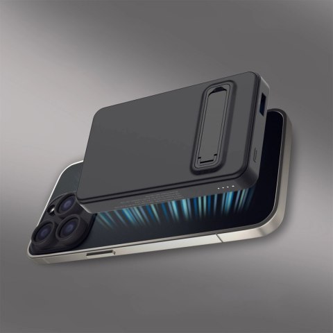 Powerbank Wozinsky WLWP-10KA0Y3S 22,5W PD Qi2 10000 mAh, z podstawką, 1x USB-A, 1x USB-C - czarny