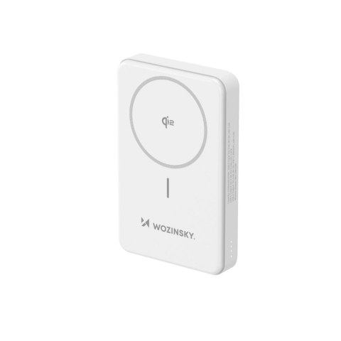 Powerbank Wozinsky WLWP-10KA0Y3WS 22,5W PD Qi2 10000 mAh, z podstawką, 1x USB-A, 1x USB-C - biały