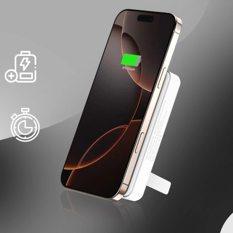 Powerbank Wozinsky WLWP-10KA0Y3WS 22,5W PD Qi2 10000 mAh, z podstawką, 1x USB-A, 1x USB-C - biały