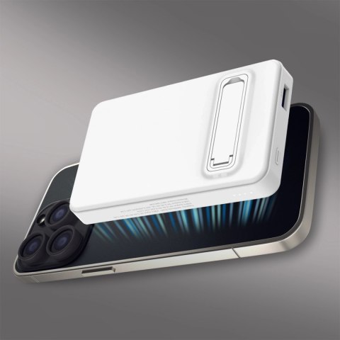 Powerbank Wozinsky WLWP-10KA0Y3WS 22,5W PD Qi2 10000 mAh, z podstawką, 1x USB-A, 1x USB-C - biały