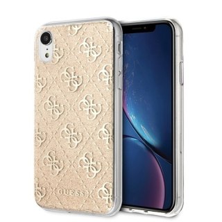 Oryginalne Etui Guess do iPhone Xr złoty/gold hard case Glitter