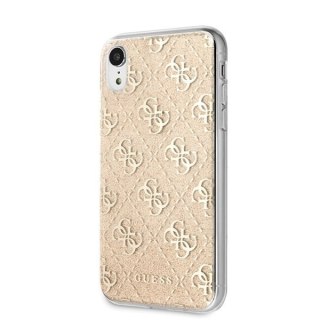 Oryginalne Etui Guess do iPhone Xr złoty/gold hard case Glitter