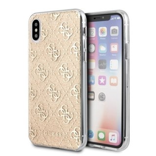 Oryginalne Etui Guess do iPhone X / Xs złoty/gold hard case Glitter