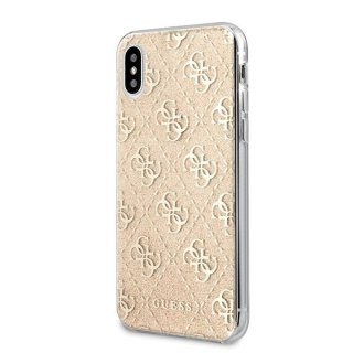 Oryginalne Etui Guess do iPhone X / Xs złoty/gold hard case Glitter