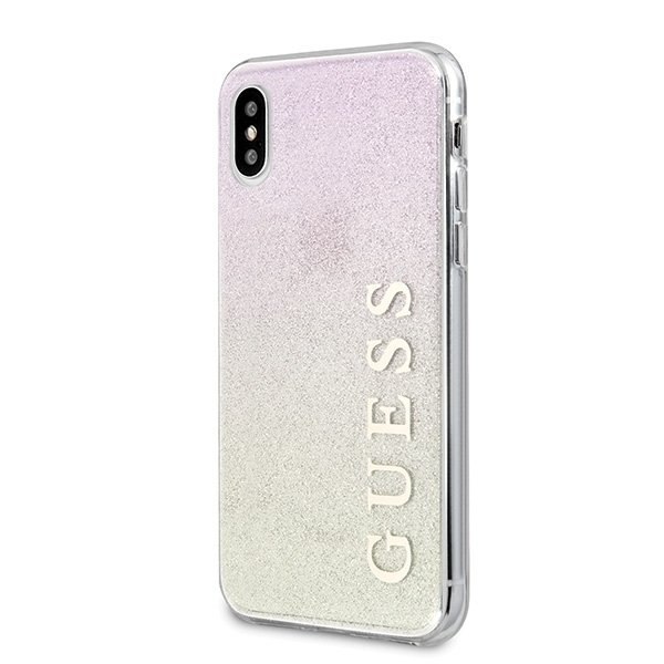 Oryginalne Etui Guess do iPhone X / Xs różowo-złoty/gold pink hard case Gradient Glitter